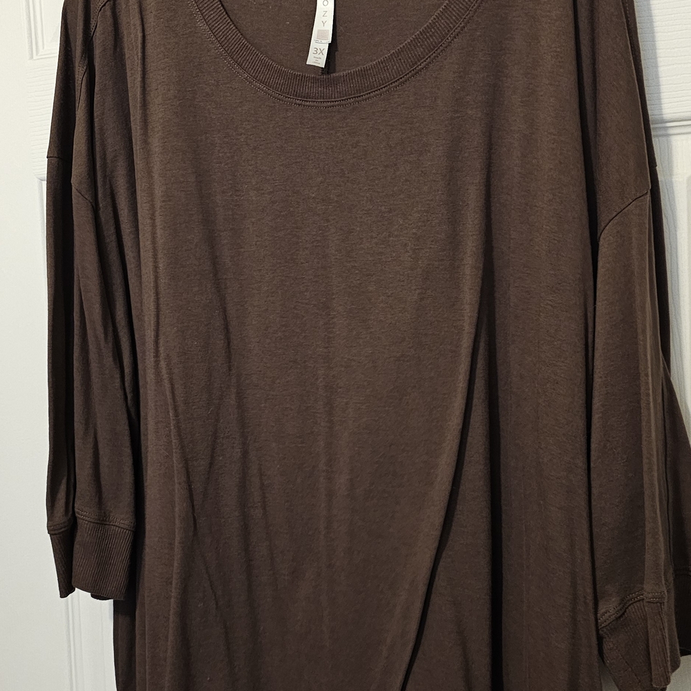 LuLaRoe Brown Long Sleeve Scoop Neck Top